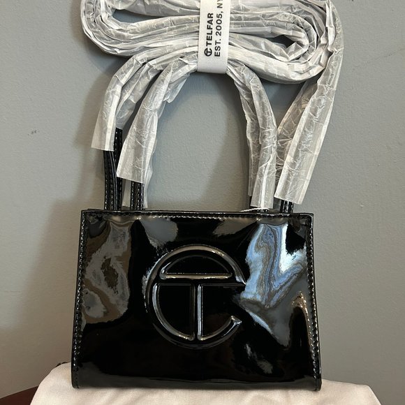 BNWT TELFAR Small Black PATENT Shopping Bag - Picture 4 of 6